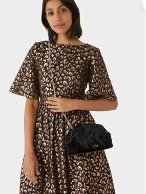 Kate Spade Black Crushed Velvet Scrunchy Convertible Clutch - NWT